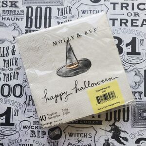 Molly & Rex Beverage Napkins Happy Halloween Witch Hat One Pack 40 ct 3 ply
